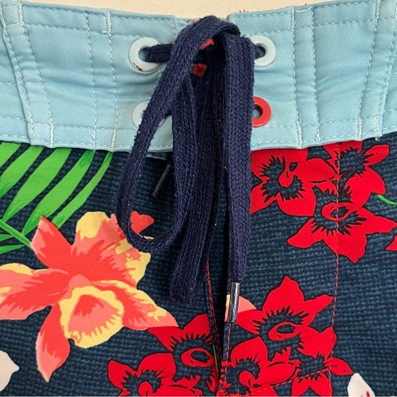 Men’s Burnside  Board Shorts Swim Trunks Sz 32 Stretch Hawaiian Print Zip Pocket - Picture 2 of 14